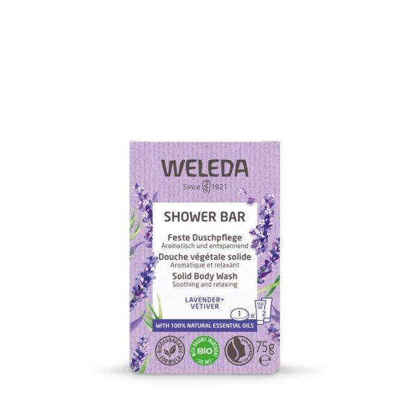 WELEDA Tvrdi gel za tuširanje LAVANDA & VETIVER, 75 ml